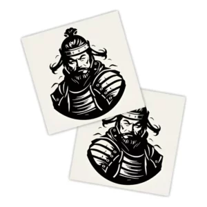 Kit 2 Lados Adesivo Carro Preto | Samurai Guardião