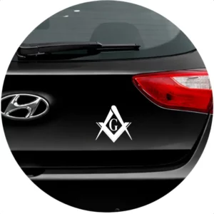 2 Adesivos Para Carro Maçonaria Símbolo Maçom Compasso 10cm