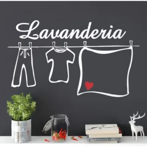 Adesivo Decorativo De Parede Lavanderia De Casa Coração Cor Branco