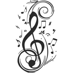 Adesivo Decorativo Notas Musicais Preto Fosco 105x60cm para Parede