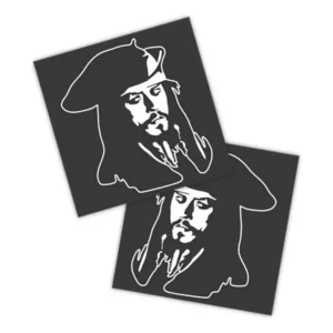 Adesivos P/ Carro 2 Unidaes Branco Jack Sparrow Retrato