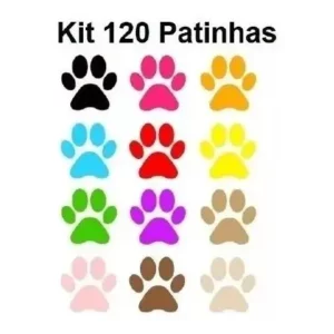 Adesivo Patinhas Coloridas Carro Pet Cachorro Gato 4x3cm