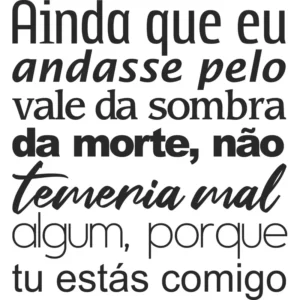 Adesivo de Parede Grande com Versículo Bíblico Salmo 23:4 para Decoração