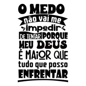 Adesivo Decorativo Parede Frase Meu Deus É Maior Preto Fosco 70x45cm