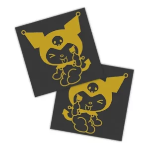 Adesivos P/ Carro 2 Unidaes Amarelo Kuromi Fofa