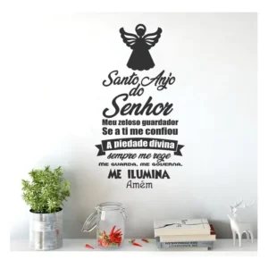 Adesivo Decorativo De Parede Oração Santo Anjo Do Senhor Cor Preto