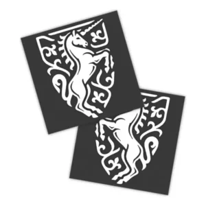 Adesivos P/ Carro 2 Unidaes Branco Unicórnio Heráldico