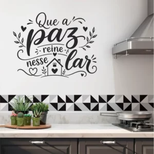 Adesivo De Parede Frase Que A Paz Reine Nesse Lar Casa