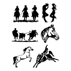 Kit 6 Adesivos Roça Cavalo Cowboy Vaquejada Agro Carro