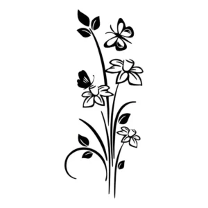 Adesivo Decorativo Flores E Ramos Para Sala E Quarto Cor Preto