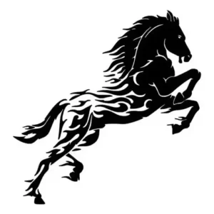 Adesivo Cavalo Chamas Kit 2 Vinil Carro Vidro 20 X 20 Cm