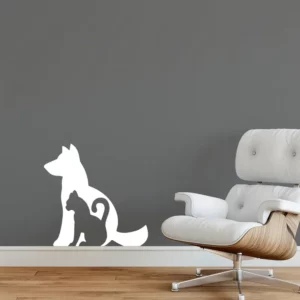 Adesivo Decorativo Parede Animal Gato E Cachorro Cor Branco
