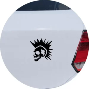 Adesivo Carro Moto Vidro Caveira Punk De Cabelo Moicano
