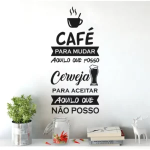 Adesivo de Parede e Geladeira com Frase para Cozinha, Preto