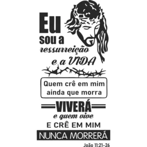 Adesivo De Parede Frases Bíblicas João 11:21 Palavras Jesus Cor Preto Fosco