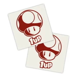 Adesivos P/ Carro 2 Unidaes Vermelho Cogumelo 1up