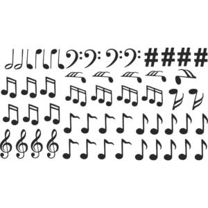 Adesivo De Parede Decorativo 50 Notas Musicais Clave