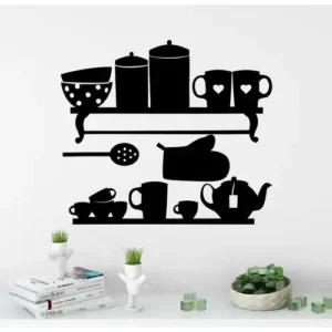 Adesivo Decorativo Para Parede e Geladeira de Cozinha Utensílios Preto