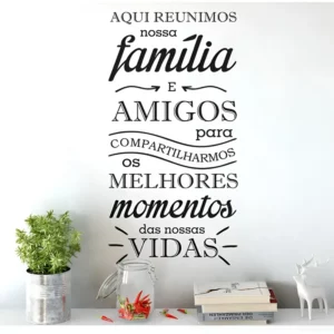 Adesivo Parede Aqui Reunimos Nossa Família E Amigos Cor Preto