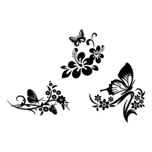 Kit 3 Adesivos Flores Lindas Borboleta De Vinil Carro
