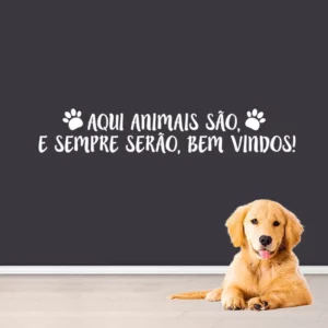 Adesivo Autoadesivo Pet Friendly Kanto Frase Para Comércio Parede Vidro Branco