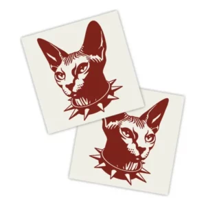 Adesivos P/ Carro 2 Unidaes Vermelho Gato Com Coleira