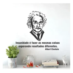 Adesivo Decorativo De Parede Frase Albert Einsten Insanidade Cor Preto