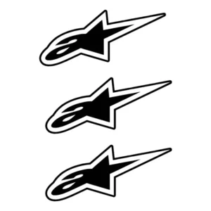 Kit 3 Adesivos Alpinestars Preto 11x6 Moto Carro