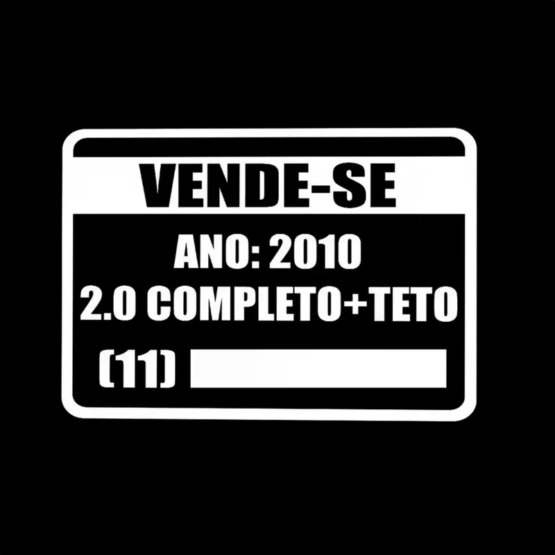 Adesivo Vende-se Personalizado Vidro Carro Kit 2 Unidades