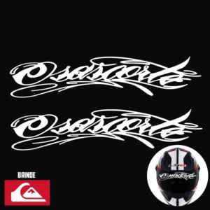 2 Adesivos Capacete Osascorte Premium 23 X 5,5 Cm Grau