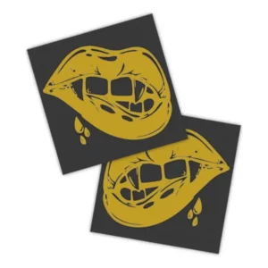 Adesivos P/ Carro 2 Unidaes Amarelo Lábios Vampiro