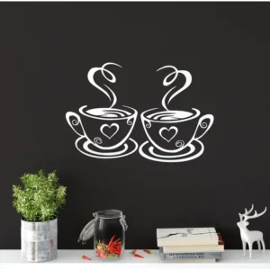 Adesivo De Parede Cozinha Xícara De Café Coffee Decorativos Cor Branco