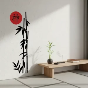 Adesivo Parede Bambu Arte Decorativa Japonesa Deus 1,50m