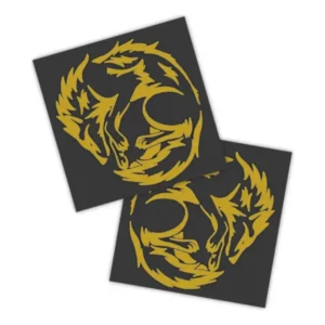 Adesivos P/ Carro 2 Unidaes Amarelo Lobos Yin Yang