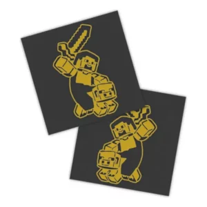 Adesivos P/ Carro 2 Unidaes Amarelo Steve Minecraft