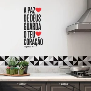 Adesivo de Parede Decorativo Frase A Paz de Deus para Quarto e Sala