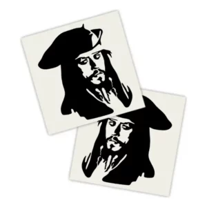 Kit 2 Lados Adesivo Carro Preto | Jack Sparrow Retrato