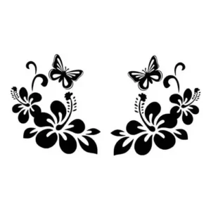 Kit 02 Adesivos Flores Lindas Borboleta De Vinil Carro