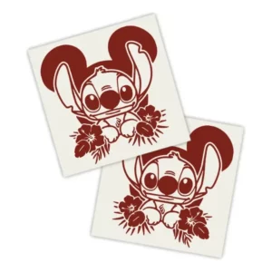 Adesivos P/ Carro 2 Unidaes Vermelho Stitch Havaiano