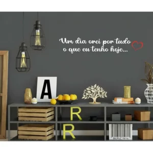 Adesivo Parede Frase Motivacional Um Dia Orei Coração - 75cm