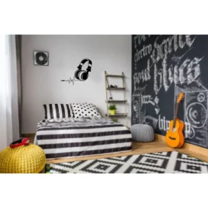 Adesivo Decorativo Parede Preto Fone de Ouvido Fama Adesivos