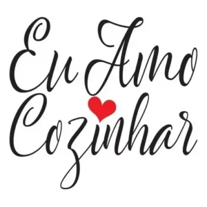 Adesivo Frase Parede Cozinha Eu Amo Cozinhar - Coração Verm
