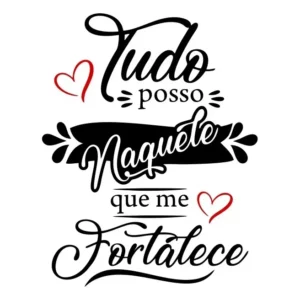 Adesivo Decorativo Foscauto Fé Tudo Posso Para Parede 75x60cm Preto/Vermelho