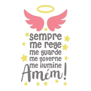 Adesivo De Parede Menina Quarto Infantil Oração Santo Anjo