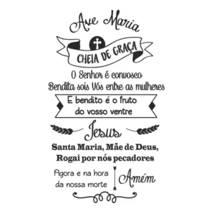 Adesivo Decorativo Oração Ave Maria Foscauto Preto Paredes Lisos