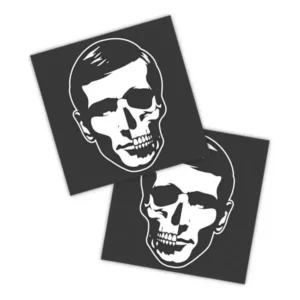 Adesivos P/ Carro 2 Unidaes Branco Rosto Crânio Duplo